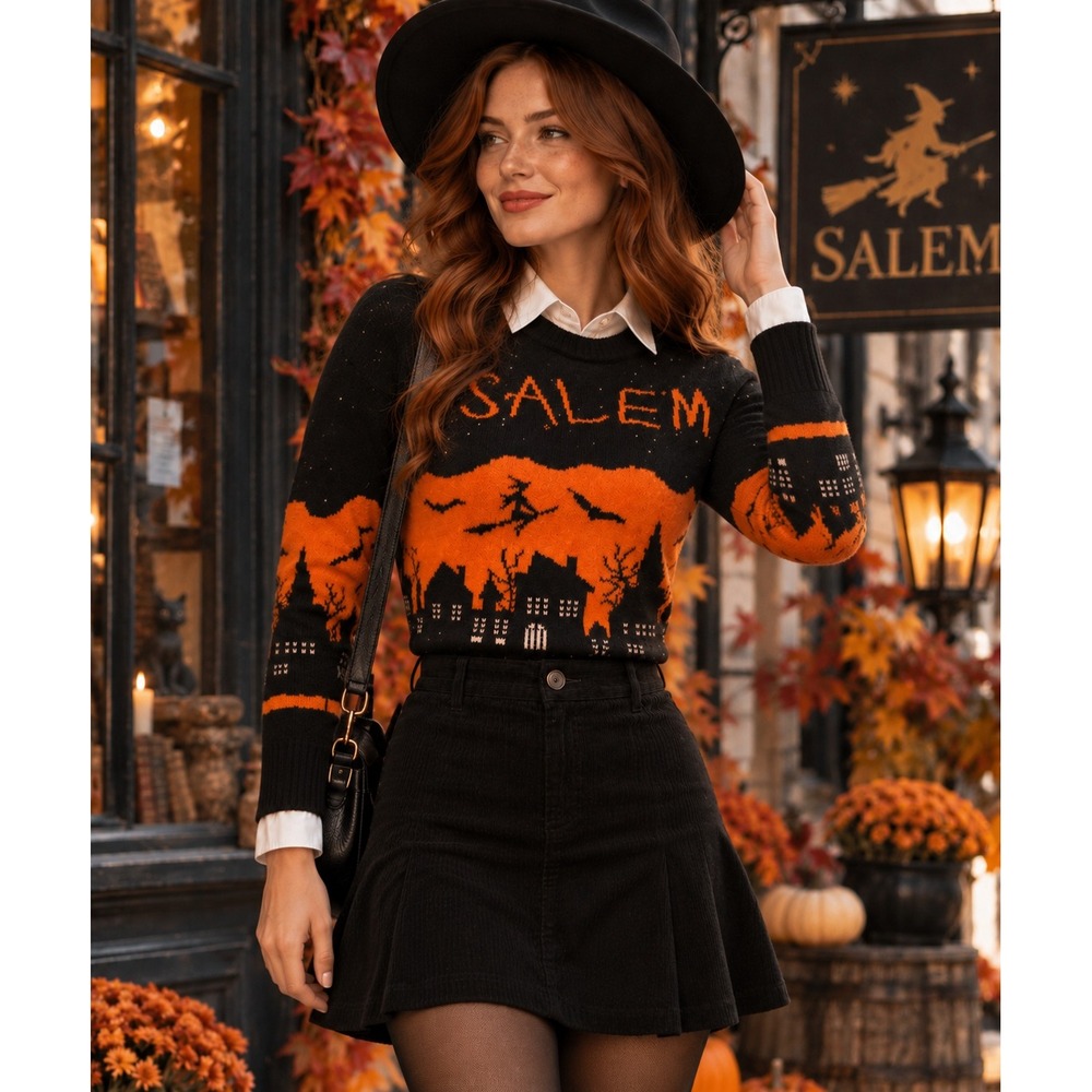 Kiel James Patrick KJP Salem Witch Halloween Wool Blend Sweater Black XS